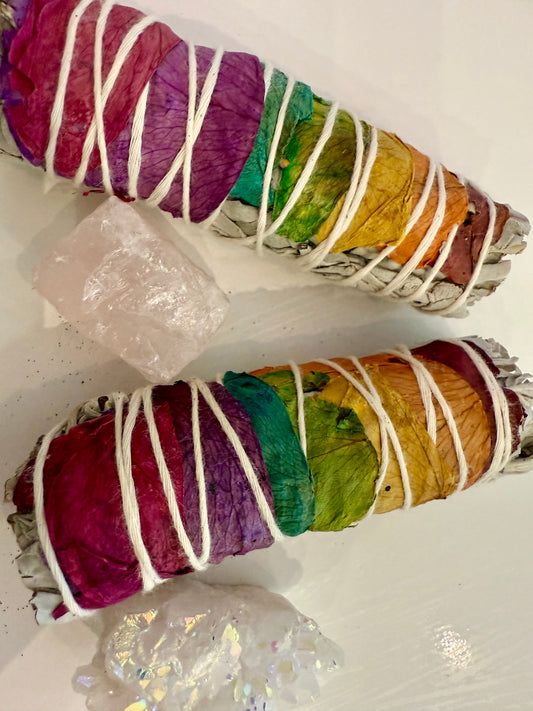 Rose Petal , Organic White Sage Smudge Sticks