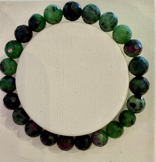 Faceted Ruby Zoisite Gemstone Bracelet 8mm