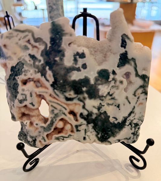 Moss Agate Crystal Slice – Large Raw Stone 12cm x 11cm | Crystals Melbourne