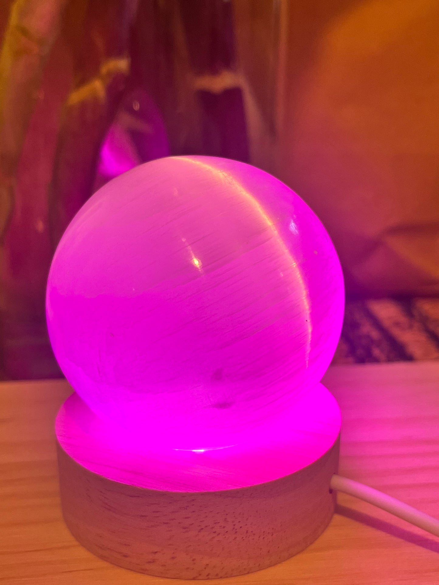 Selenite Sphere Multicolour Lamp