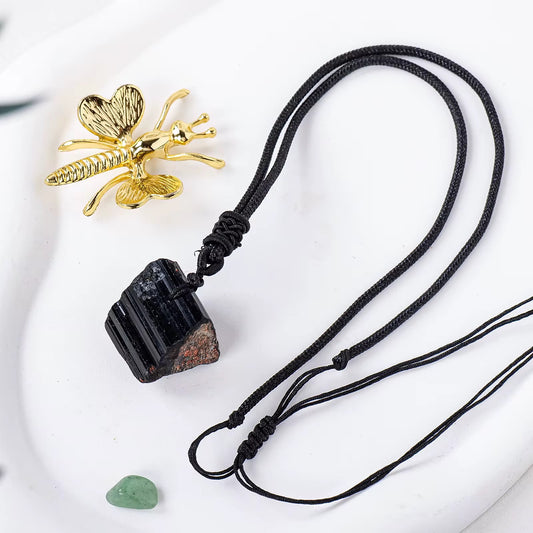 Raw Black Tourmaline Protection Adjustable Necklace