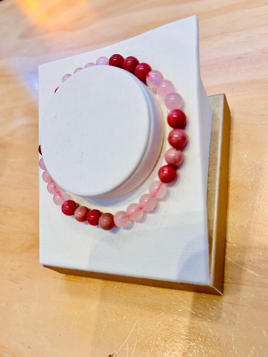 Rose Quartz and Rhodonite Fertility 6mm Bracelets