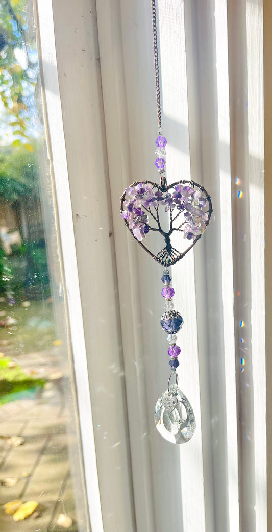 Amethyst Three of Life Suncatcher
