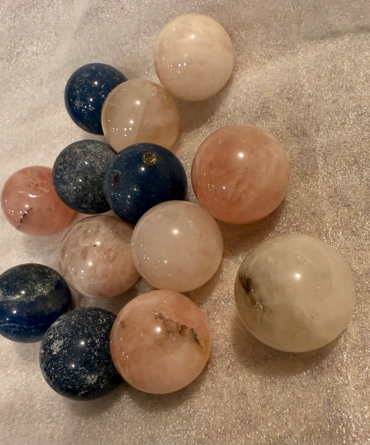 Crystal Small Spheres, Rose Quartz and Sodalite