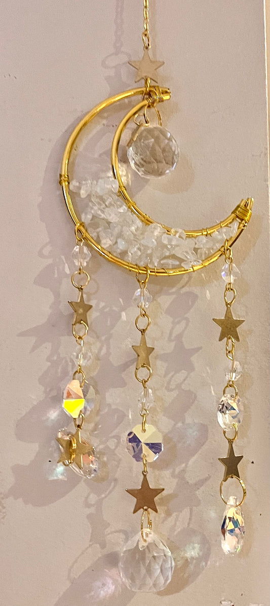 Moon Crystal Suncatcher Clear Quartz Stone of Calm