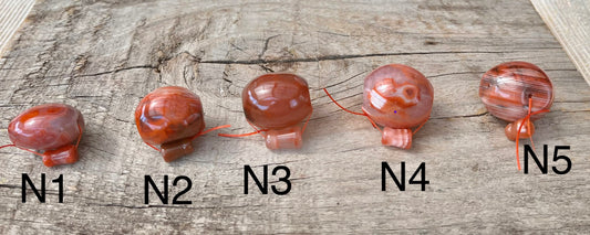 Natural Carnelian Gemstone 3 Hole Guru Beads, T-Drilled Beads