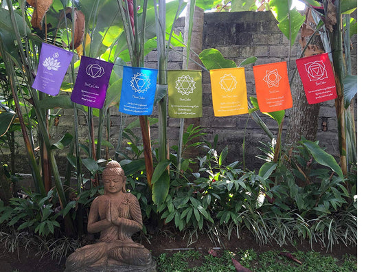 Large Seven Chakra Prayer Flags Banner Wall Hanging