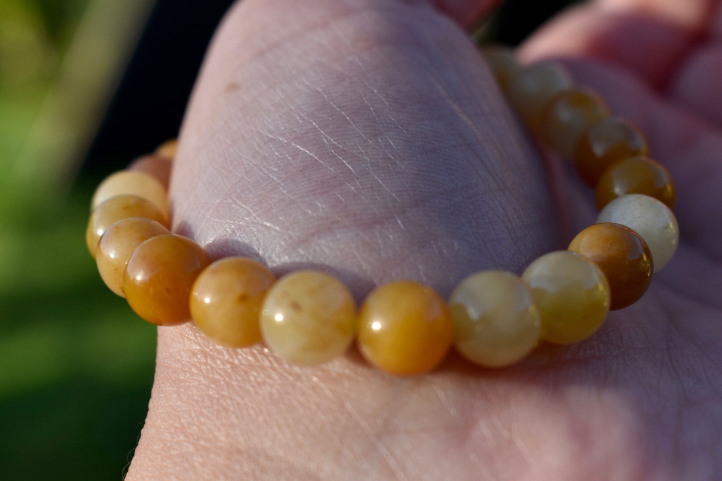 Amazing Golden Silky Jade Bracelet 8mm