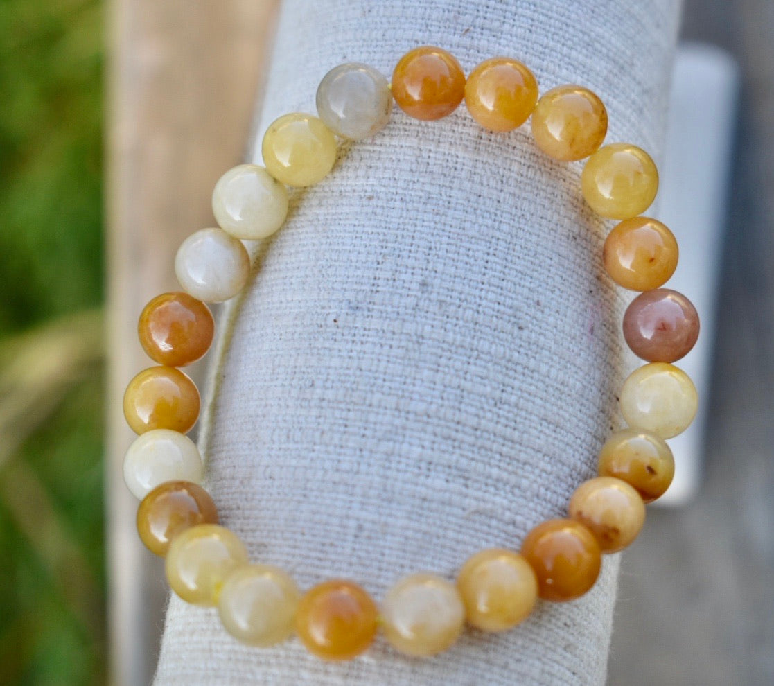 Amazing Golden Silky Jade Bracelet 8mm
