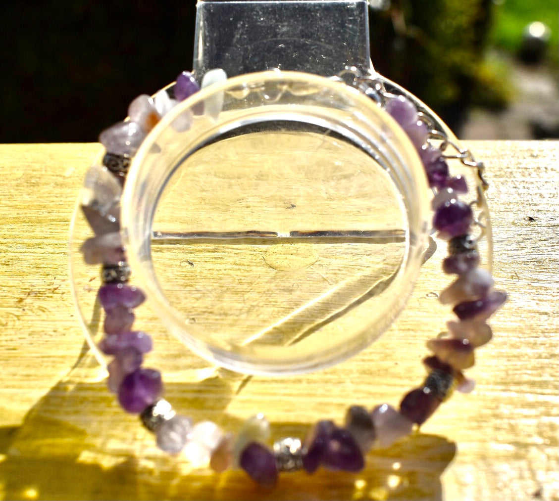 Beautiful Amethyst , Clear Quartz and Citrine chip Bracelets
