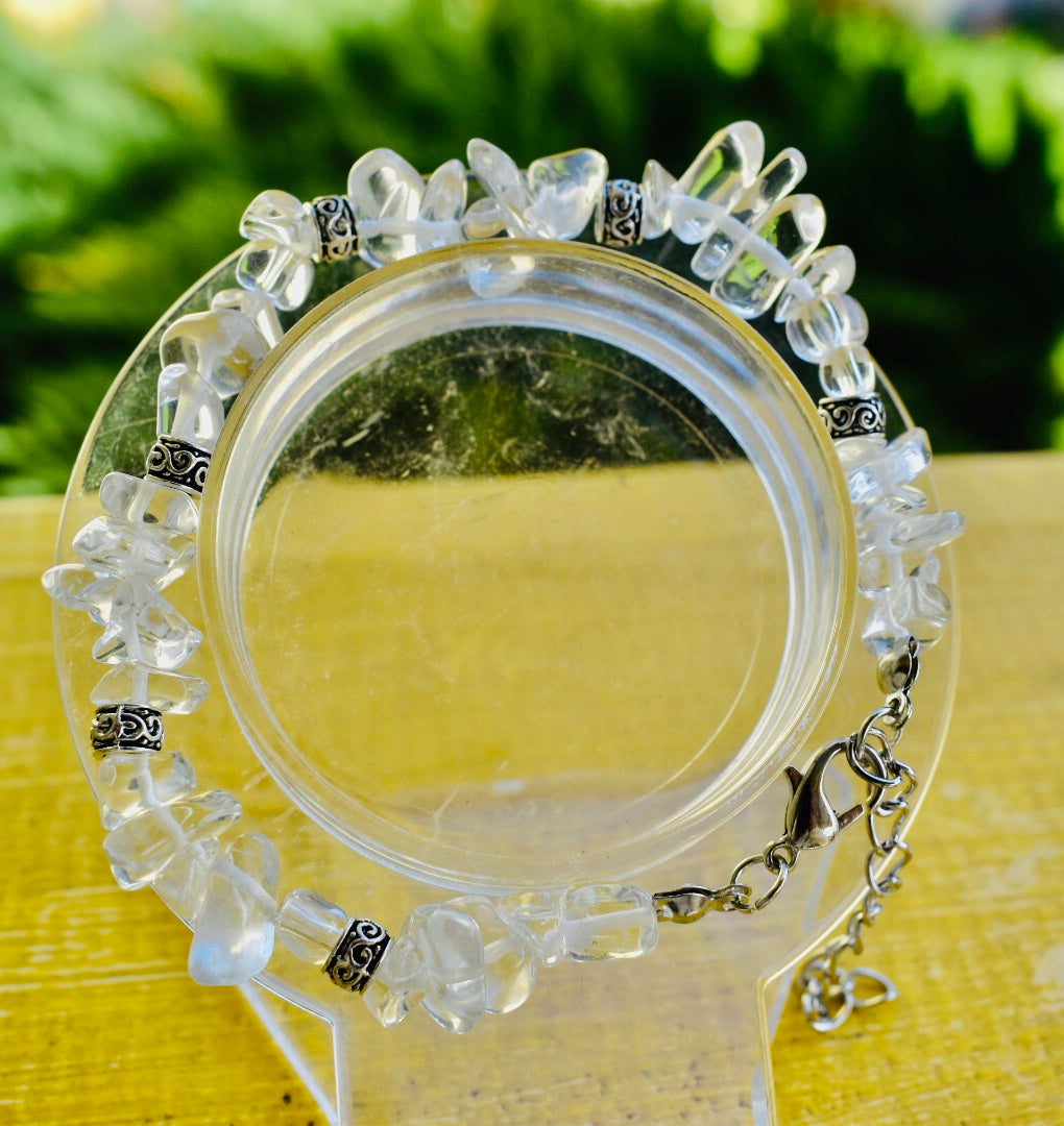 Beautiful Amethyst , Clear Quartz and Citrine chip Bracelets