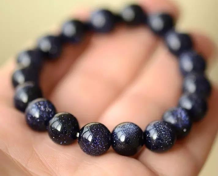 Blue Sandstone or Goldstone 8mm Unisex Bracelet
