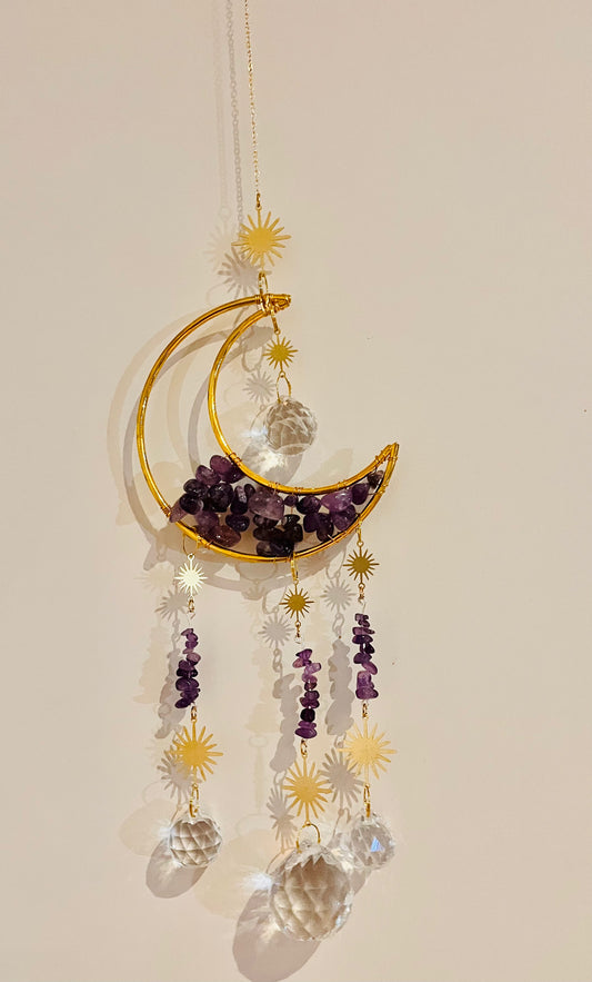 Moon Crystal Suncatcher Amethyst Stone of Calm