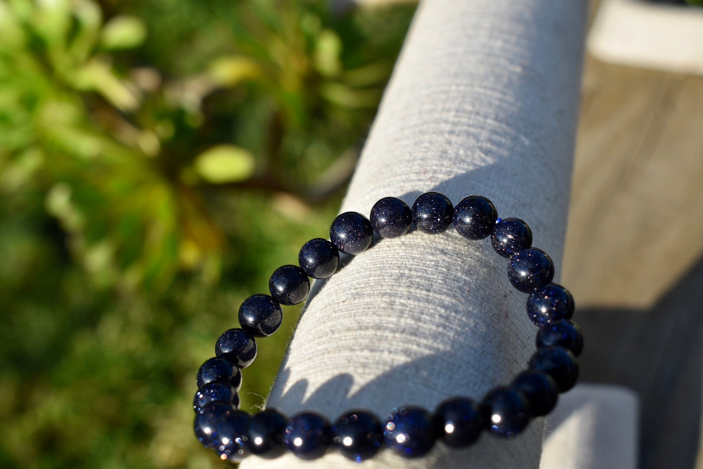 Blue Sandstone or Goldstone 8mm Unisex Bracelet