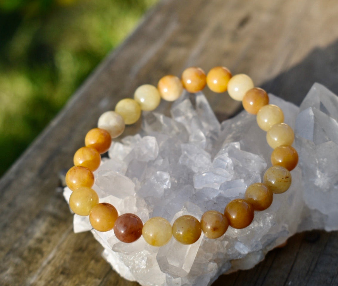 Amazing Golden Silky Jade Bracelet 8mm