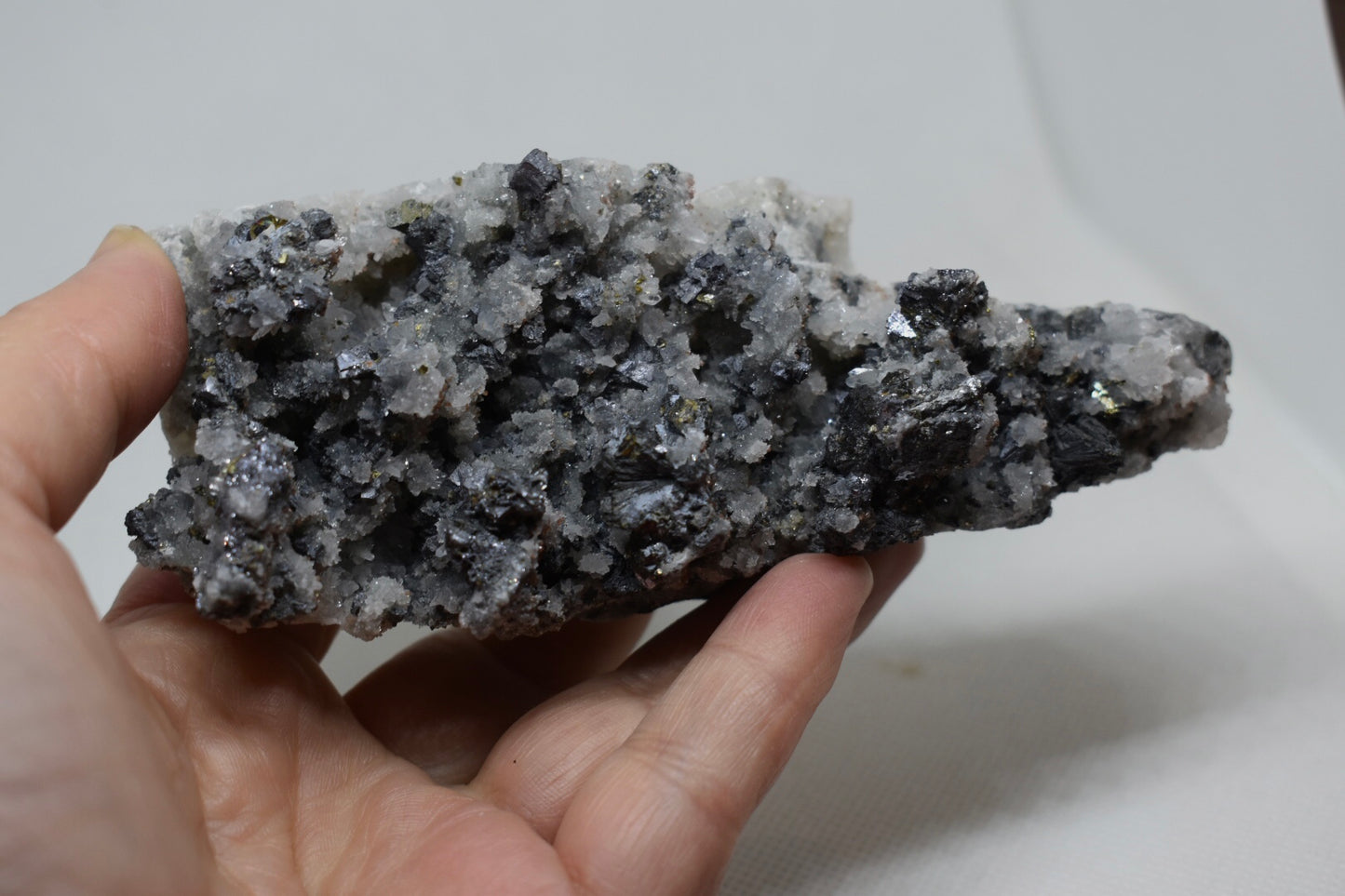 Dark Quartz Cluster with Pyrite Inclusions
