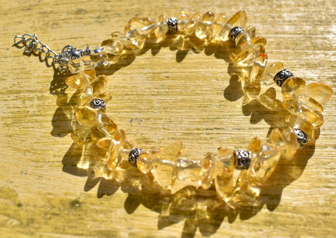 Beautiful Amethyst , Clear Quartz and Citrine chip Bracelets