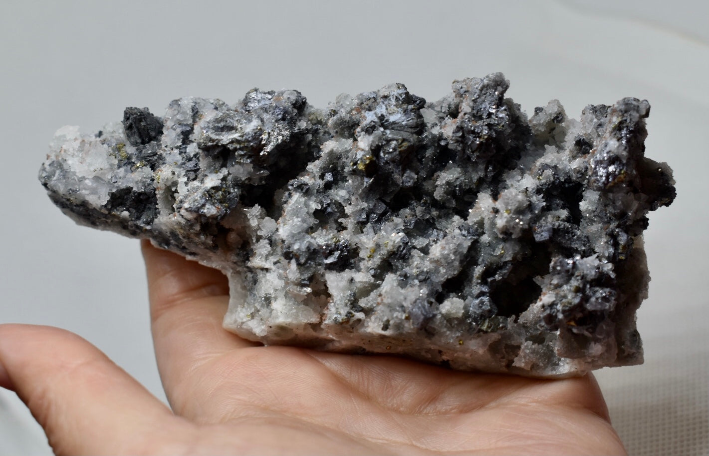 Dark Quartz Cluster with Pyrite Inclusions