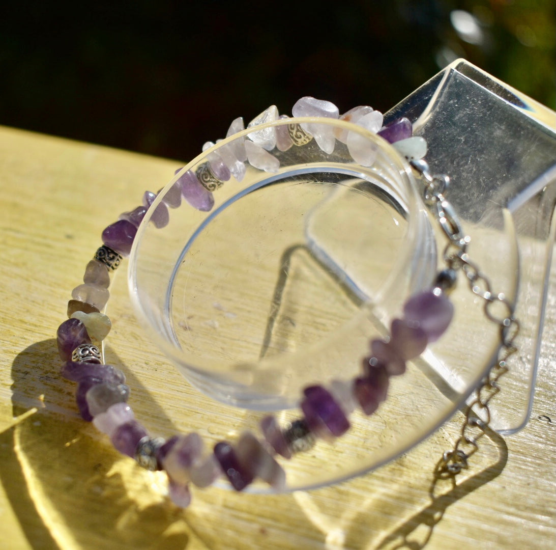 Beautiful Amethyst , Clear Quartz and Citrine chip Bracelets