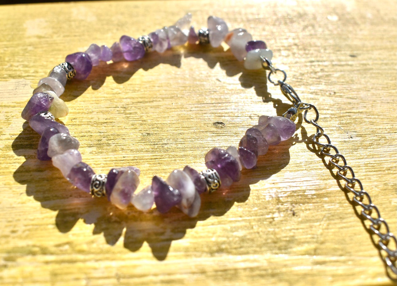 Beautiful Amethyst , Clear Quartz and Citrine chip Bracelets
