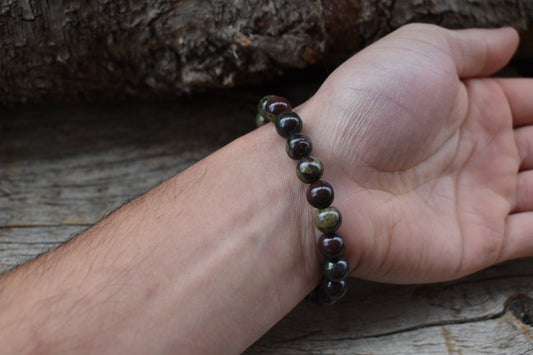 Dragon Blood Jasper beads 8 mm protection bracelet