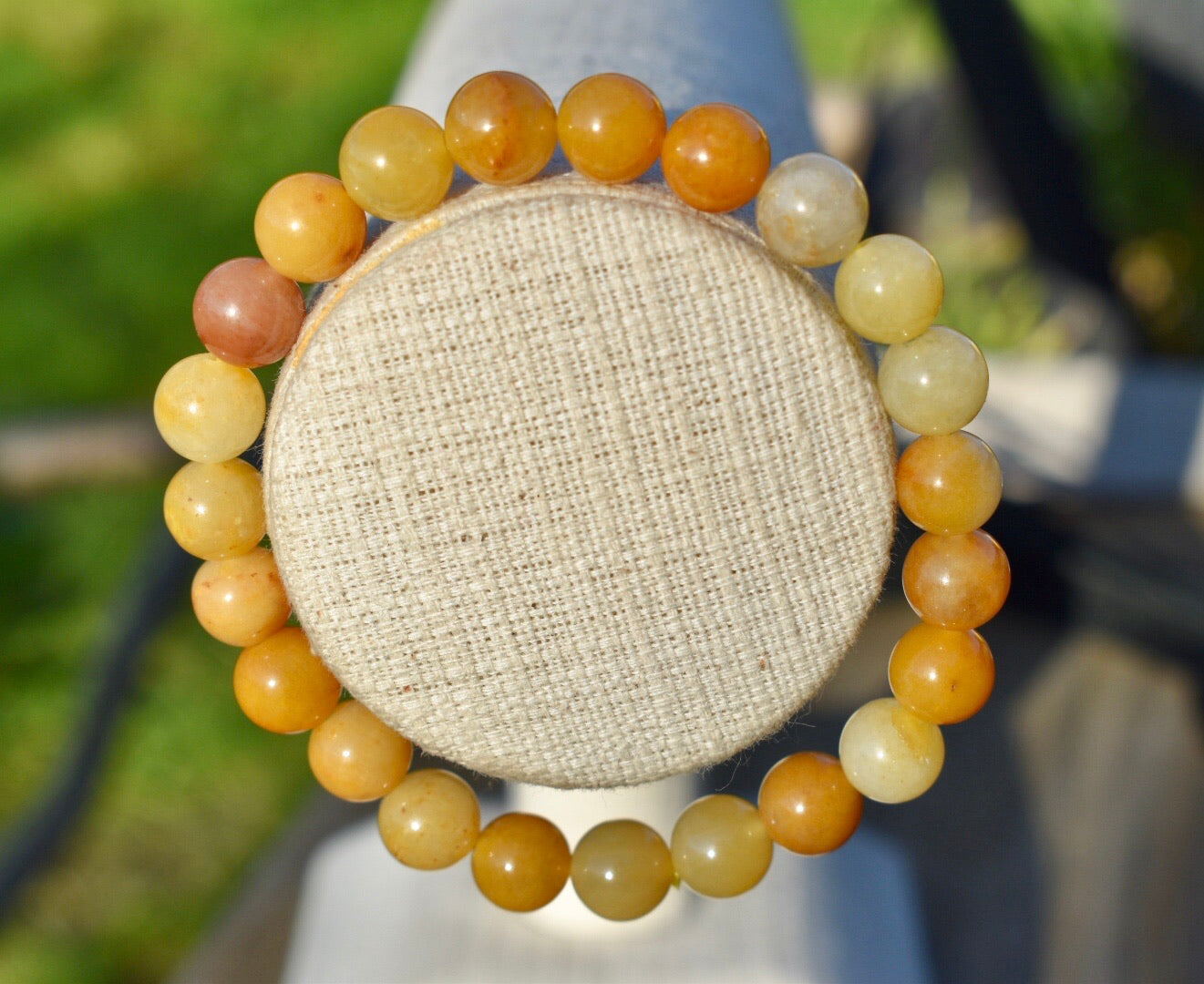 Amazing Golden Silky Jade Bracelet 8mm