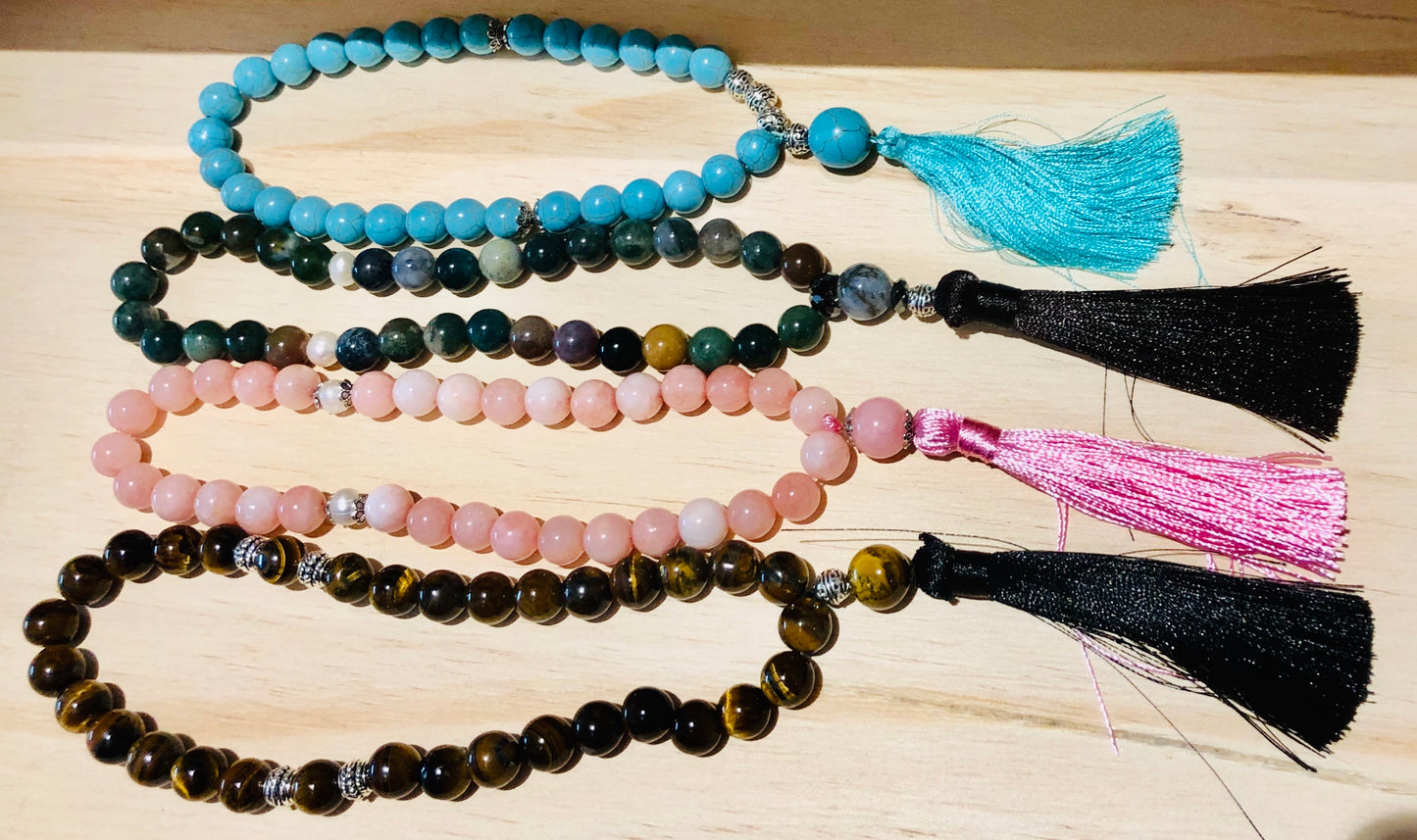 10mm Cherry Blossom Jasper and Pearls Tasbih