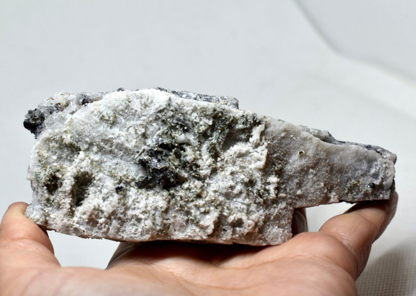 Dark Quartz Cluster with Pyrite Inclusions