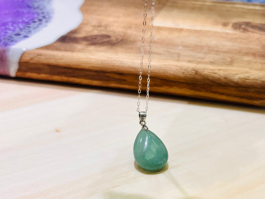 Green Aventurine Pendant , S925 Chain