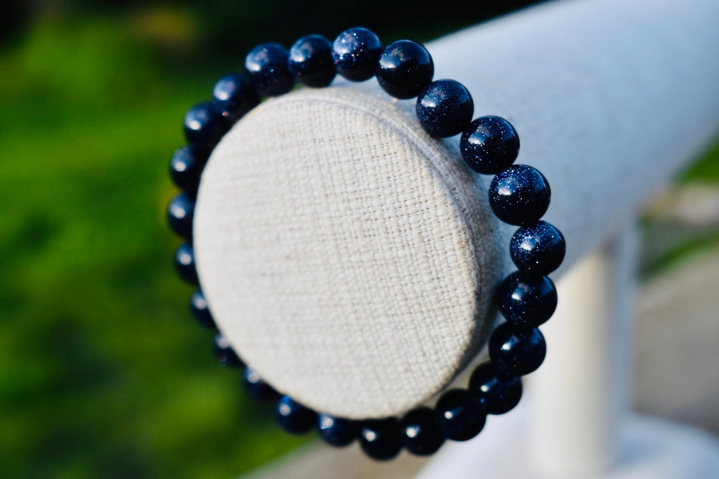 Blue Sandstone or Goldstone 8mm Unisex Bracelet