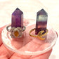Rings Holder, Selenite and Small Rainbow Towers