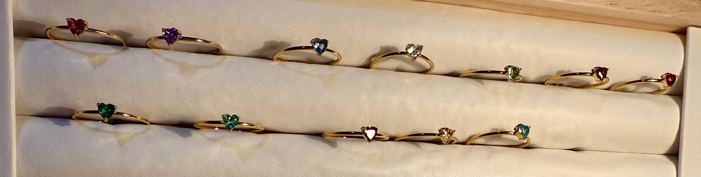 Birthstone Rings Stainless Steel , Adjustable