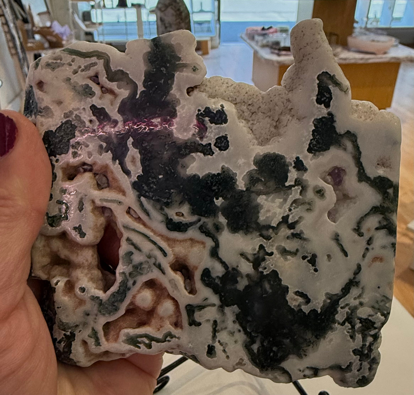 Moss Agate Crystal Slice – Large Raw Stone 12cm x 11cm | Crystals Melbourne