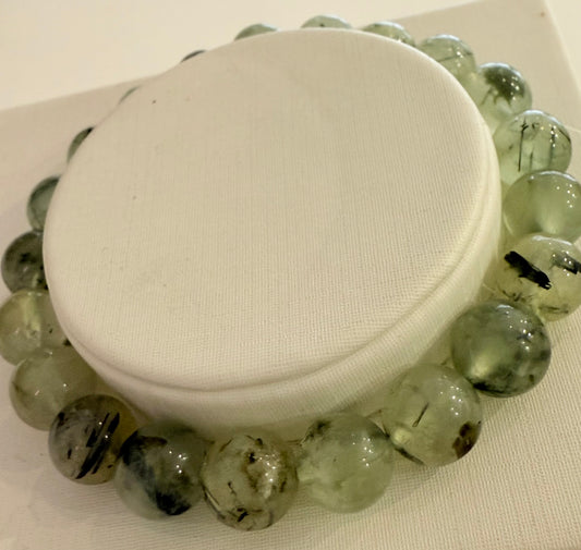 Prehnite Bracelet 12mm, Healing for Healers