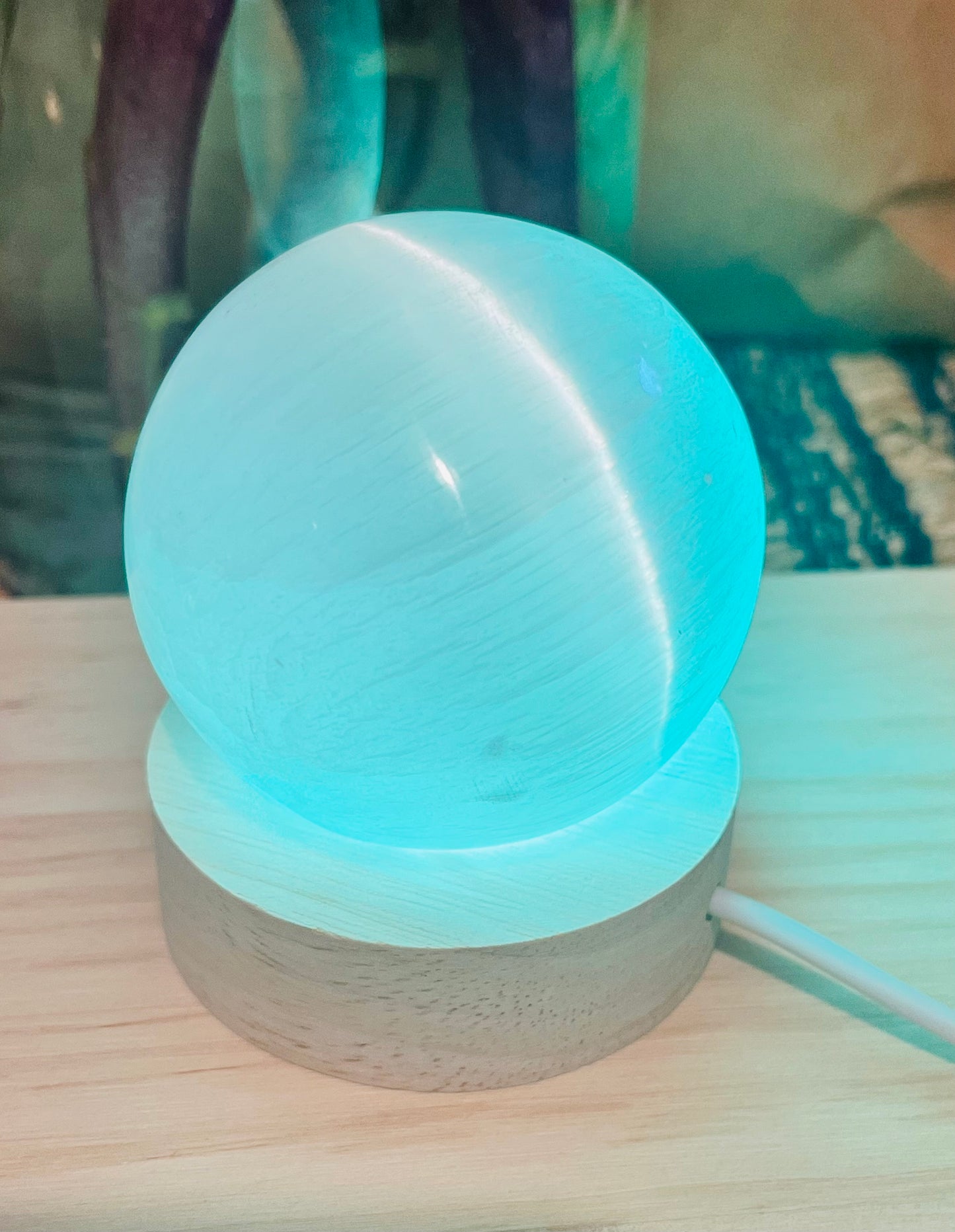 Selenite Sphere Multicolour Lamp