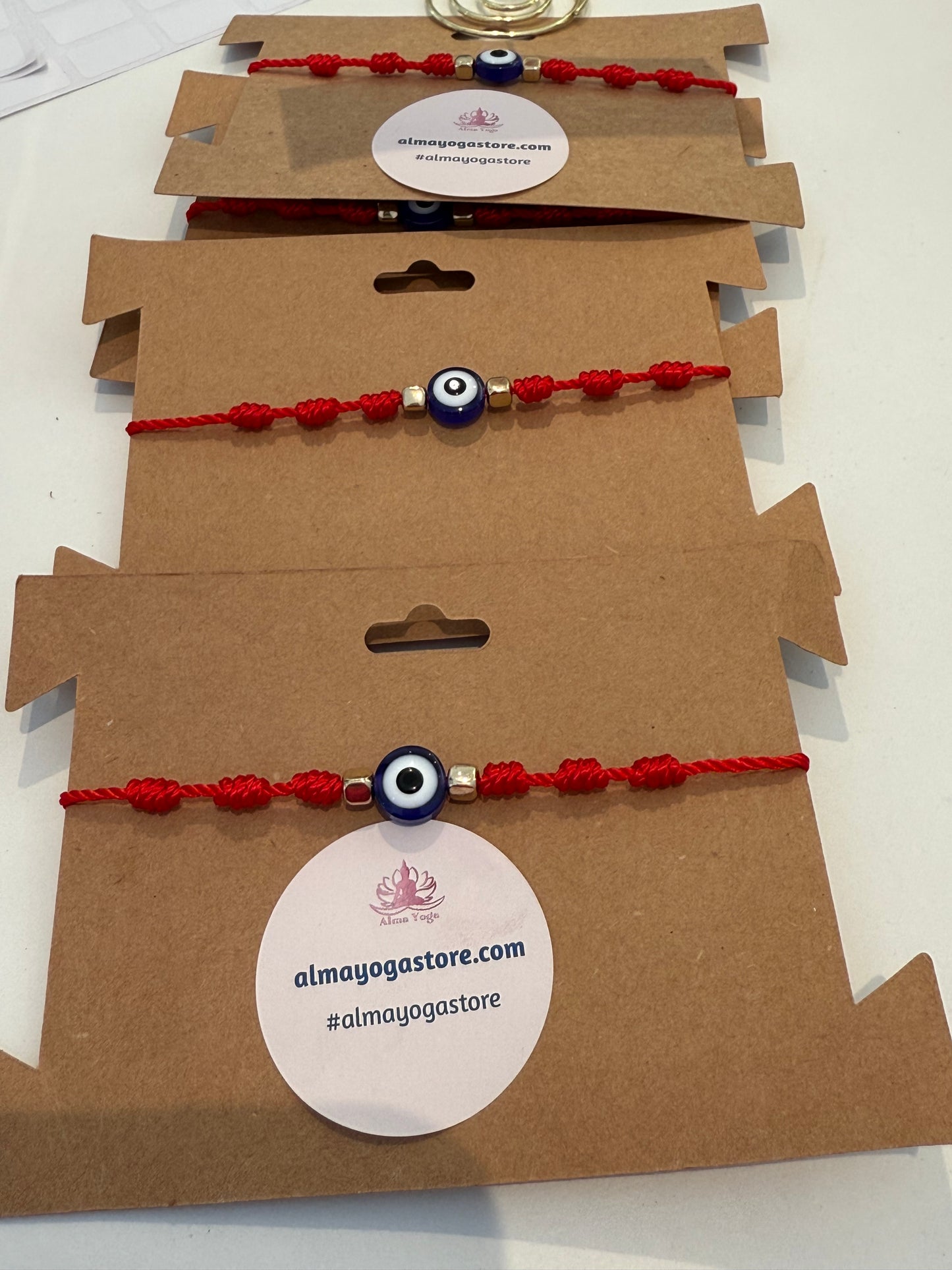 Adjustable Red Knot Evil Eye Bracelet