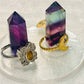 Rings Holder, Selenite and Small Rainbow Towers