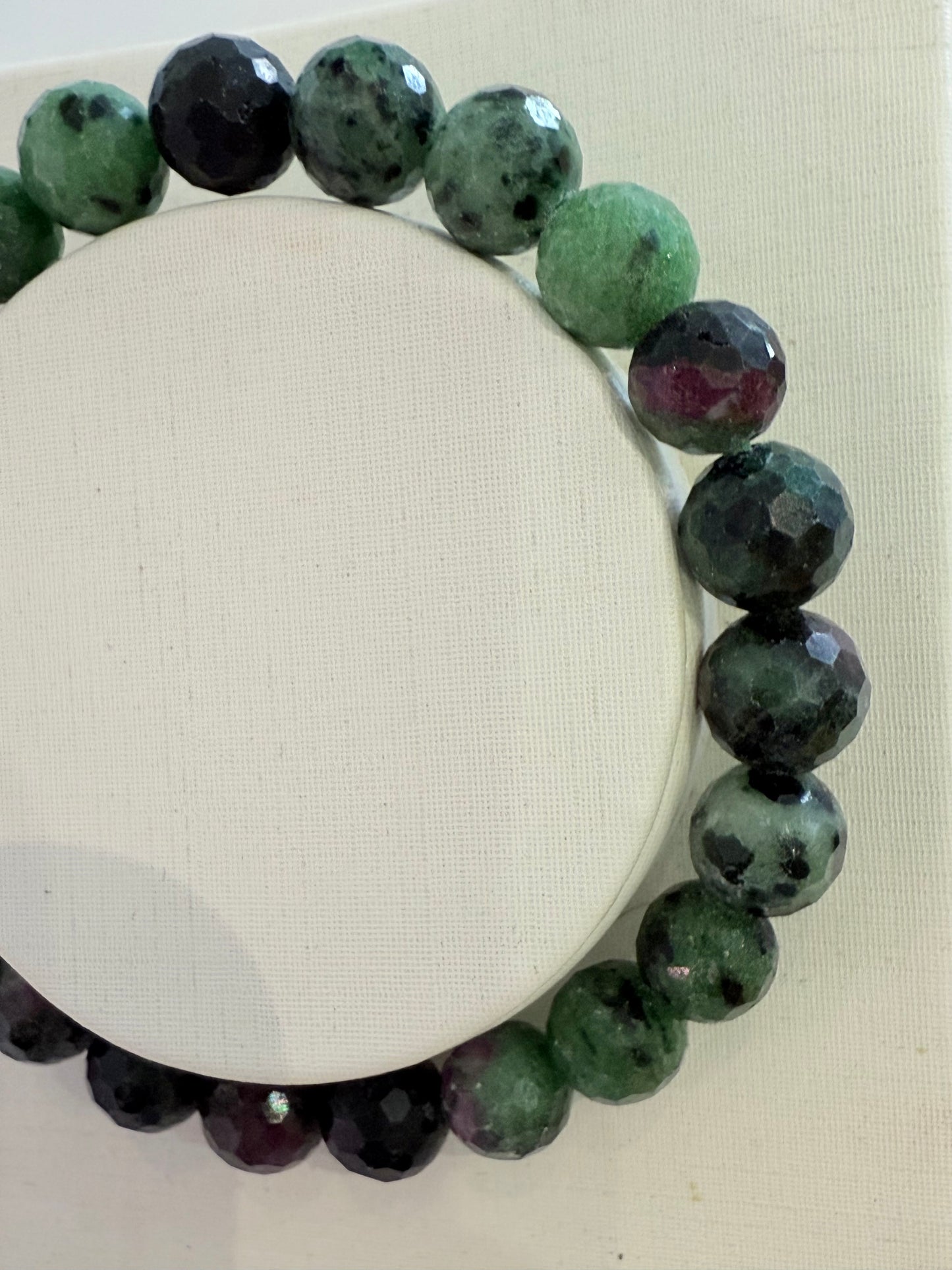 Faceted Ruby Zoisite Gemstone Bracelet 8mm