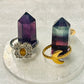 Rings Holder, Selenite and Small Rainbow Towers