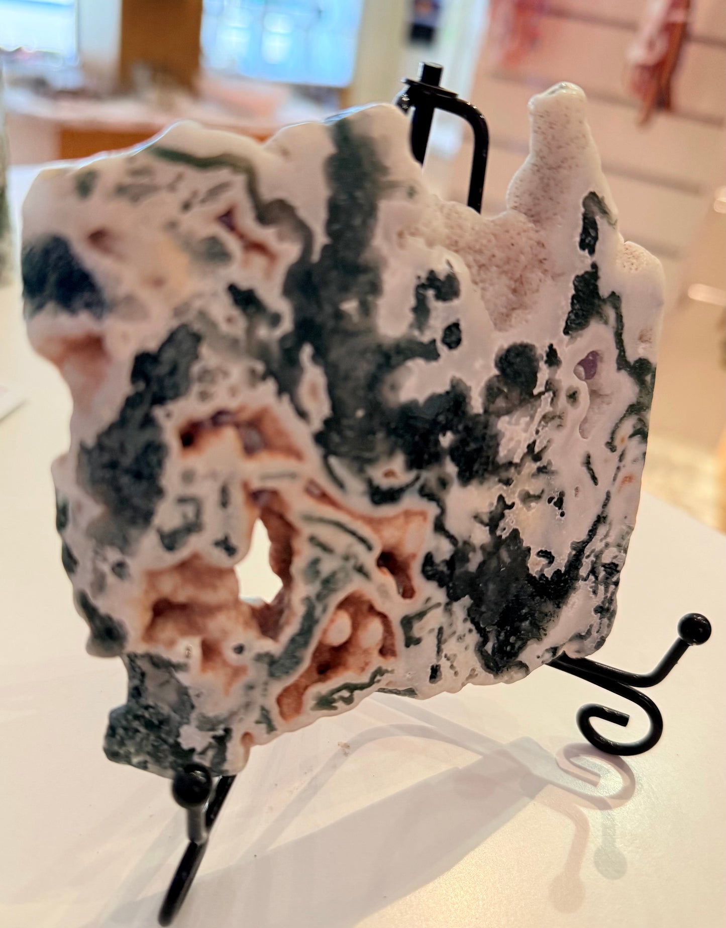 Moss Agate Crystal Slice – Large Raw Stone 12cm x 11cm | Crystals Melbourne