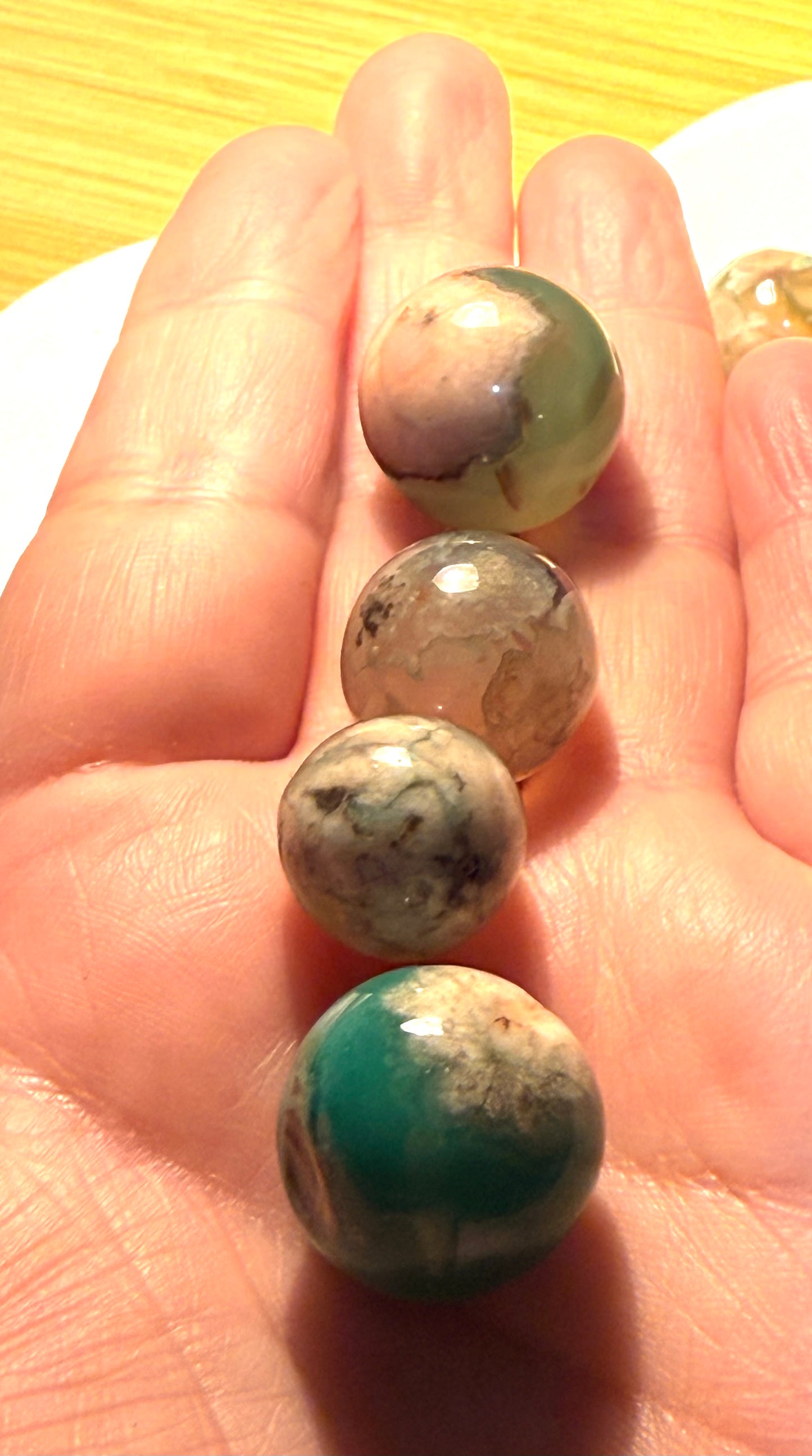 Green Flower Agate Small Spheres 20mm approx