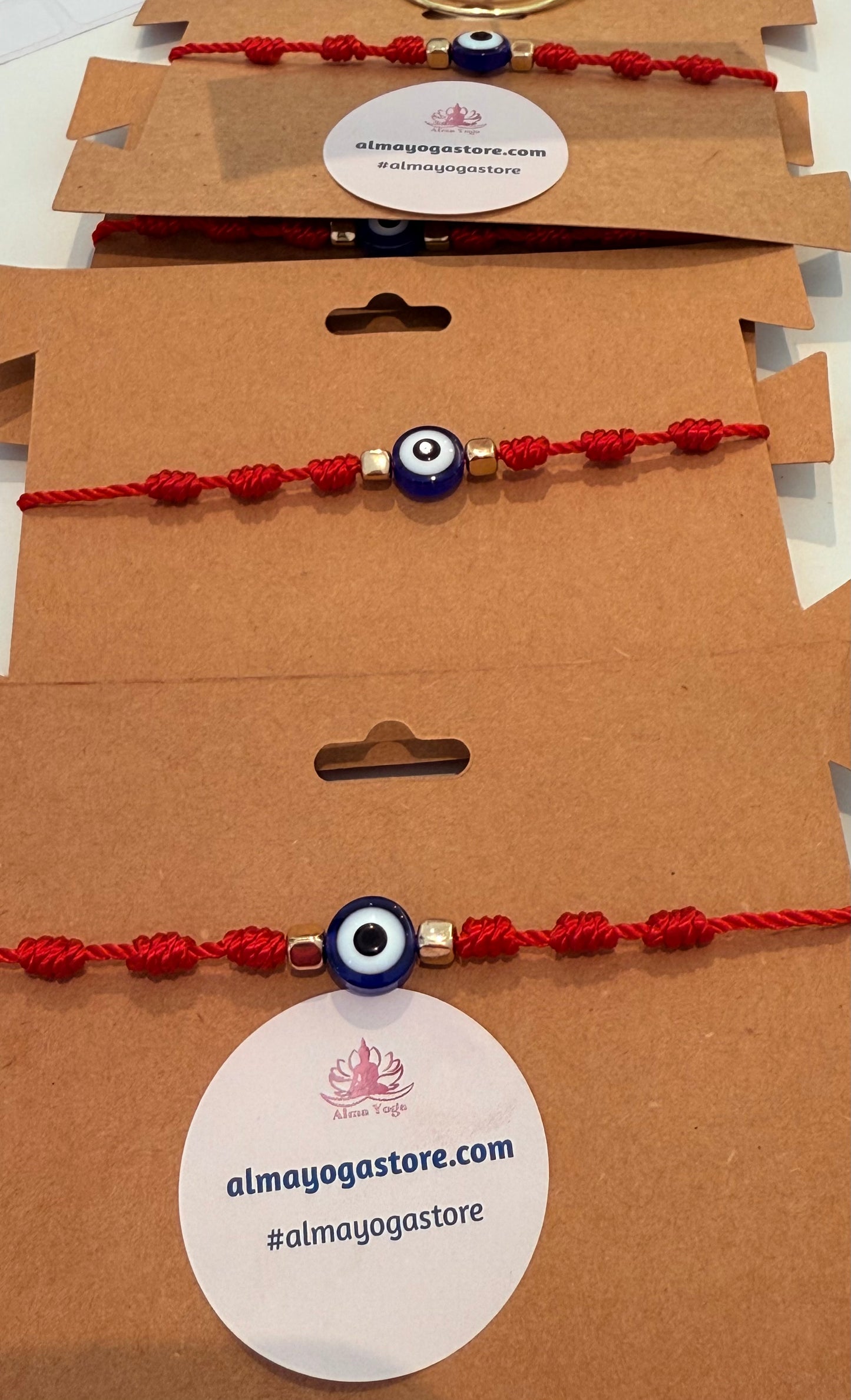Adjustable Red Knot Evil Eye Bracelet