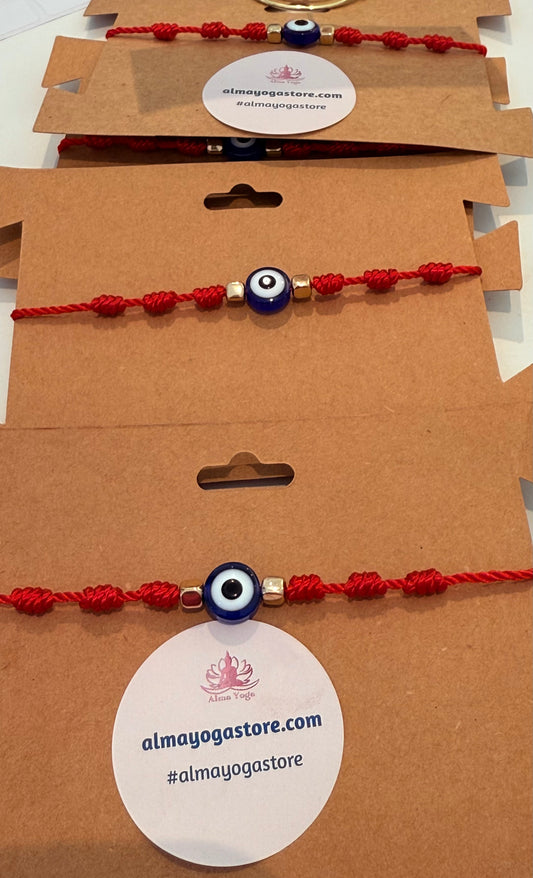 Adjustable Red Knot Evil Eye Bracelet