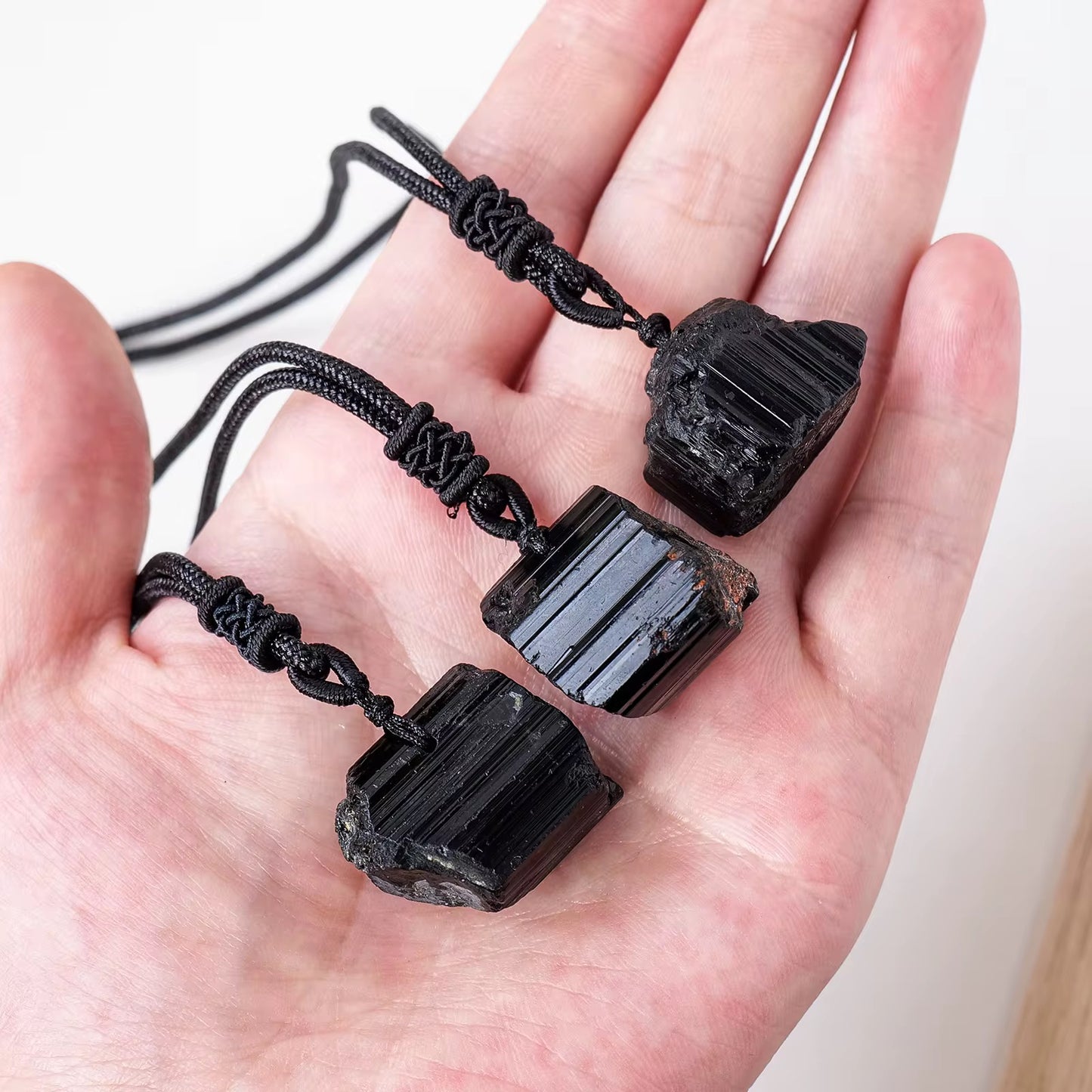 Raw Black Tourmaline Protection Adjustable Necklace