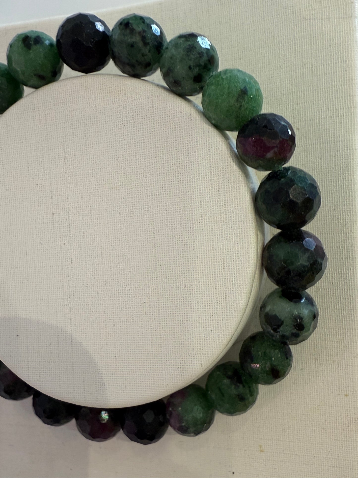 Faceted Ruby Zoisite Gemstone Bracelet 8mm