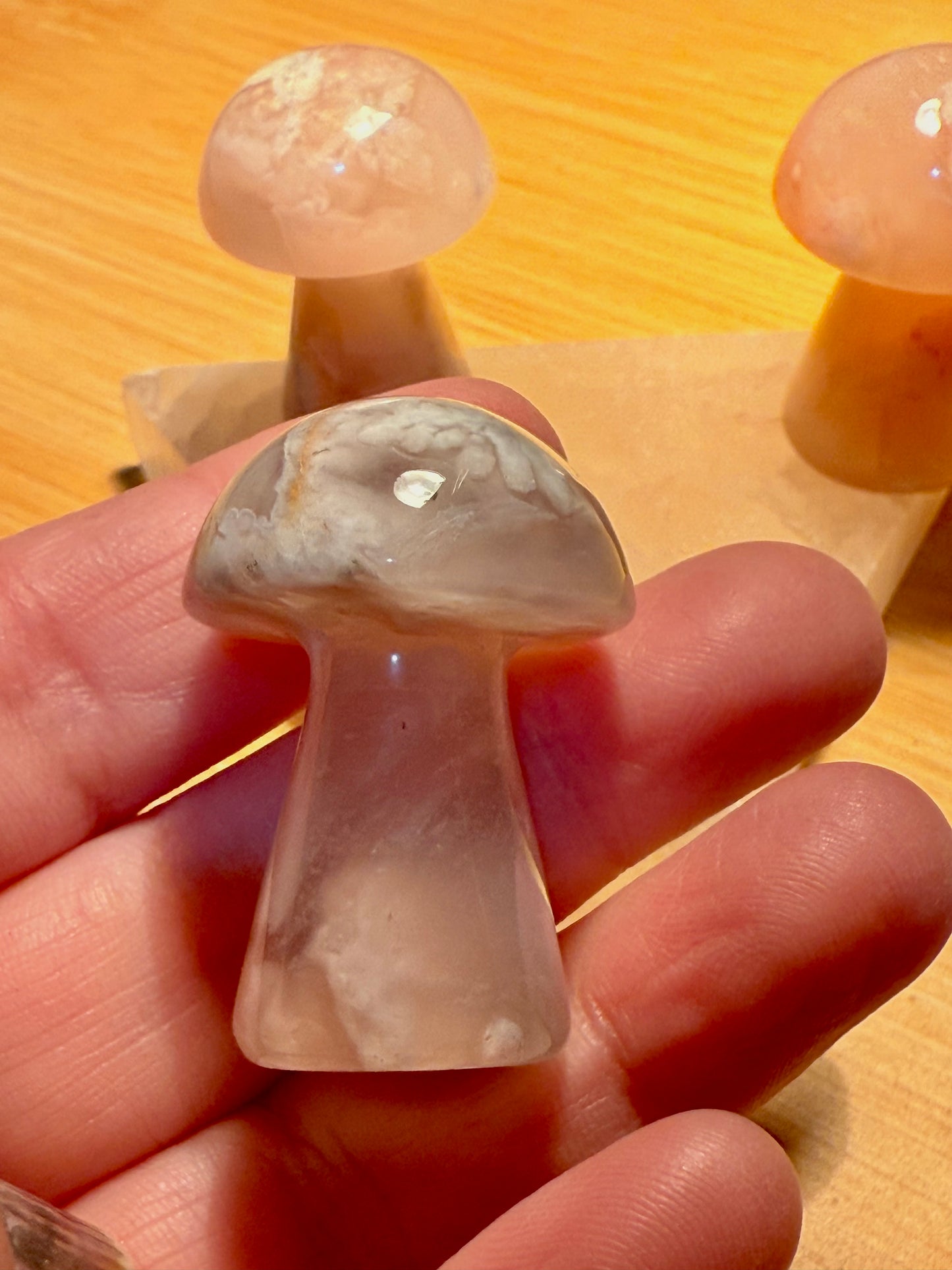 Flower Agate Mushroom carvings