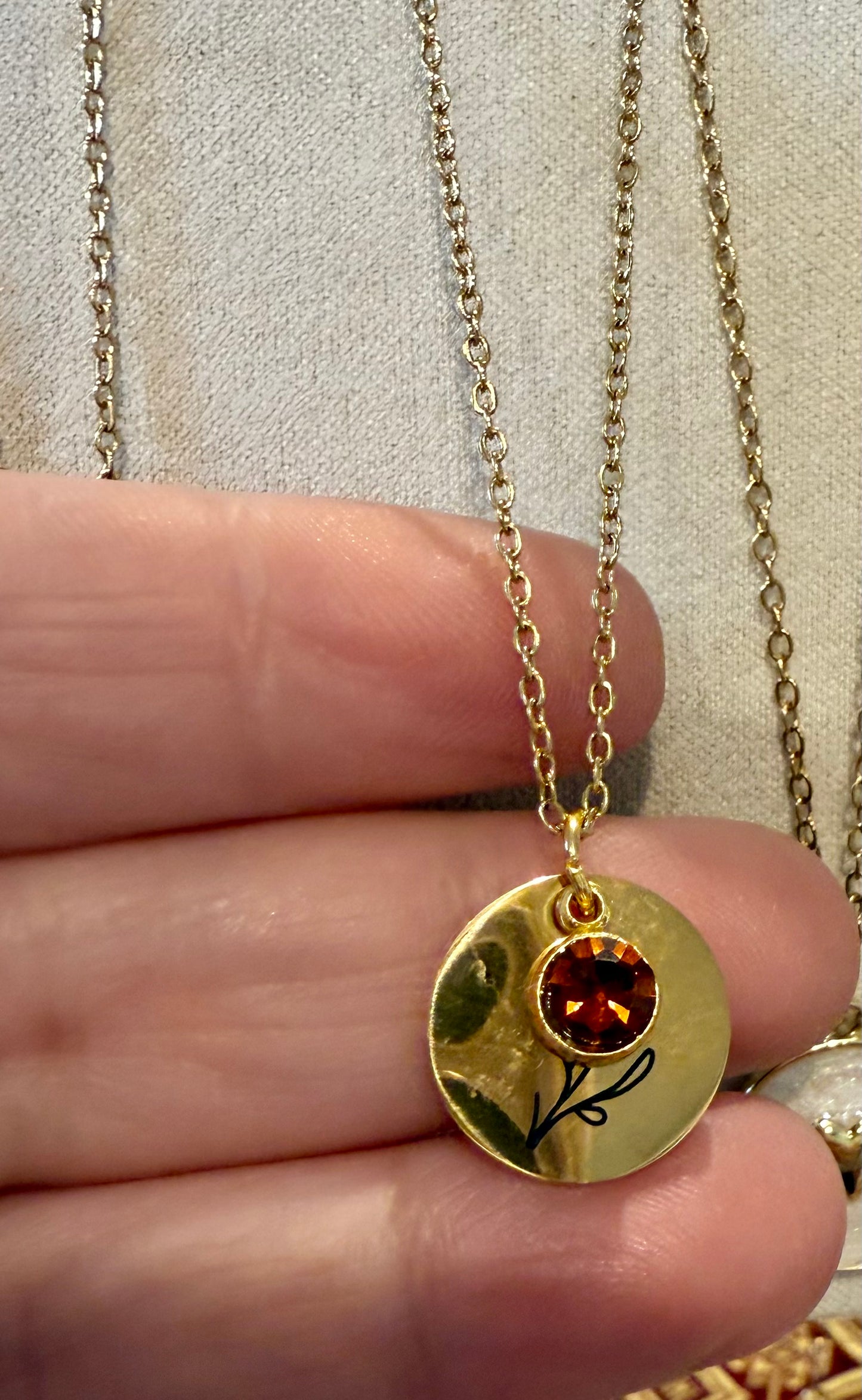 Birthstones Stainless Steel Gold Plated Necklaces