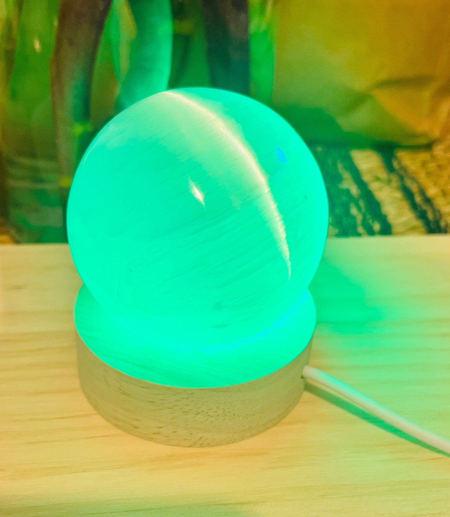 Selenite Sphere Multicolour Lamp