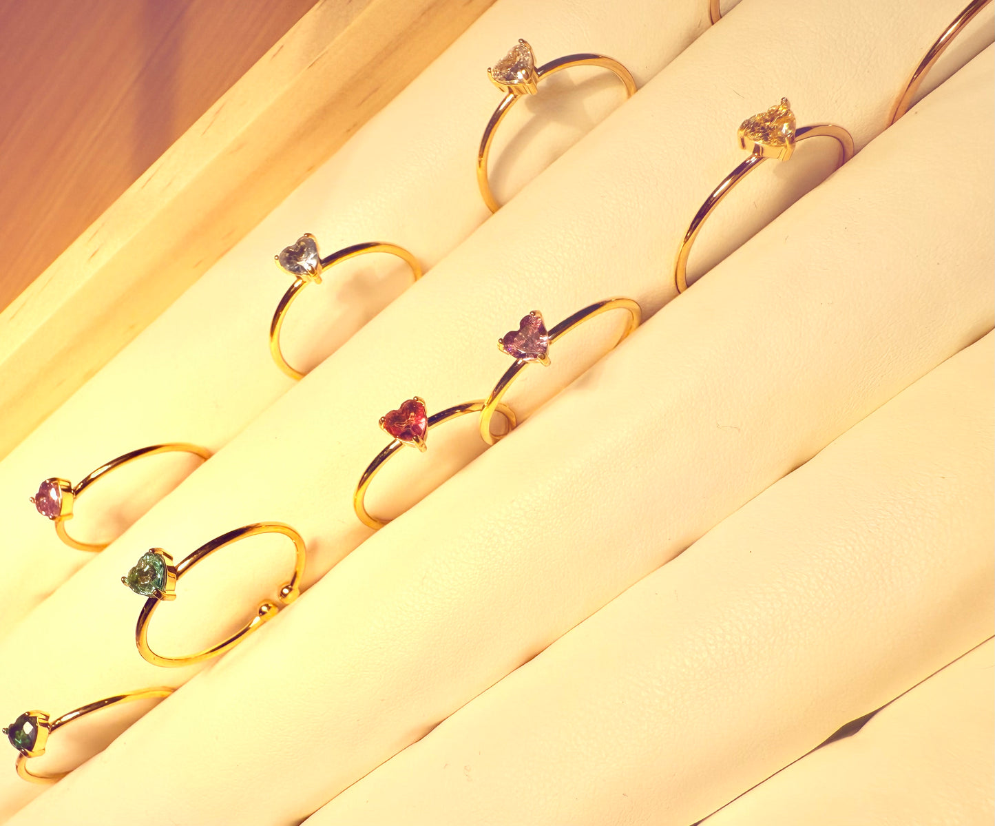 Birthstone Rings Stainless Steel , Adjustable