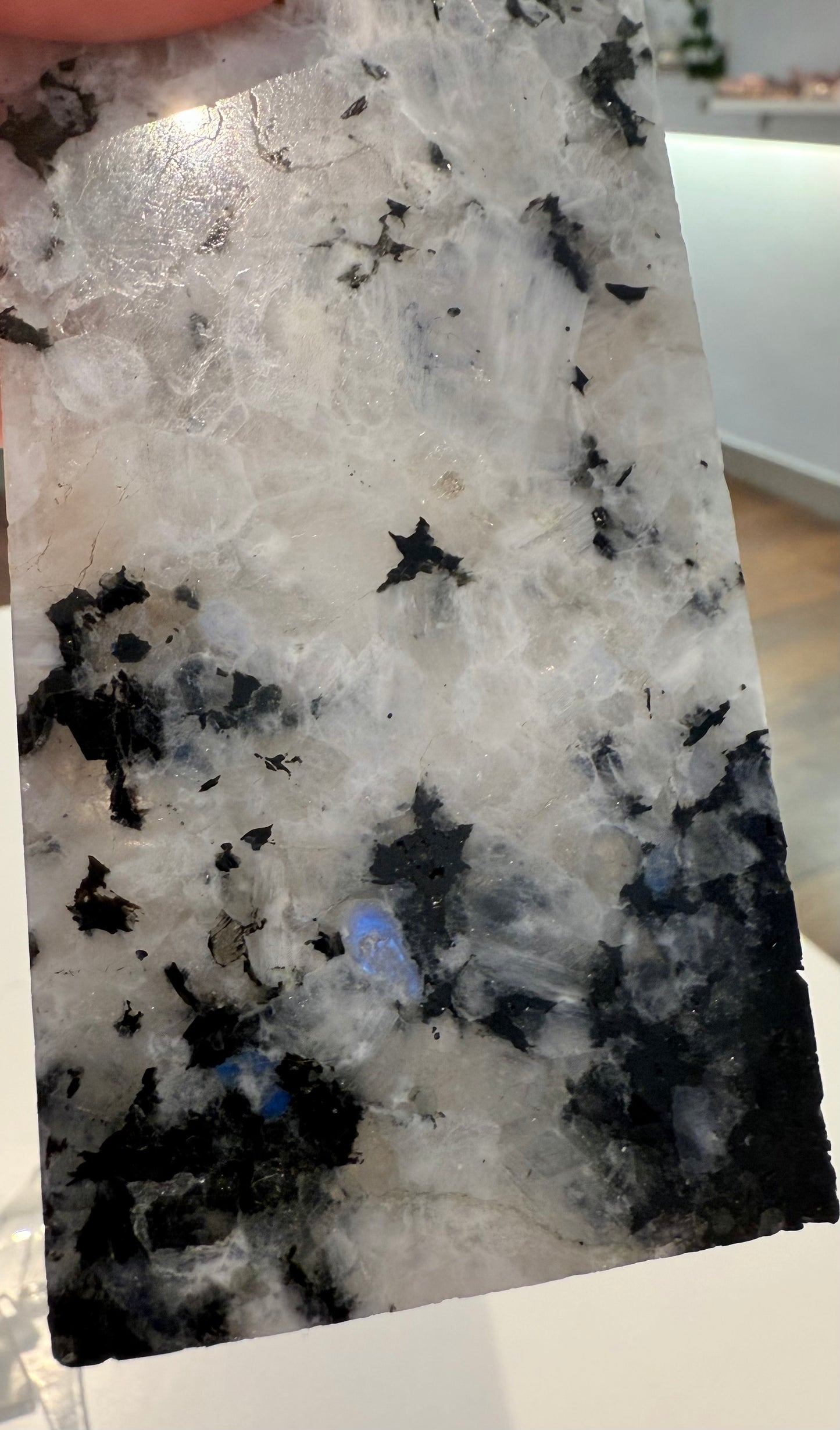 Moonstone Slice , Blue Flashes